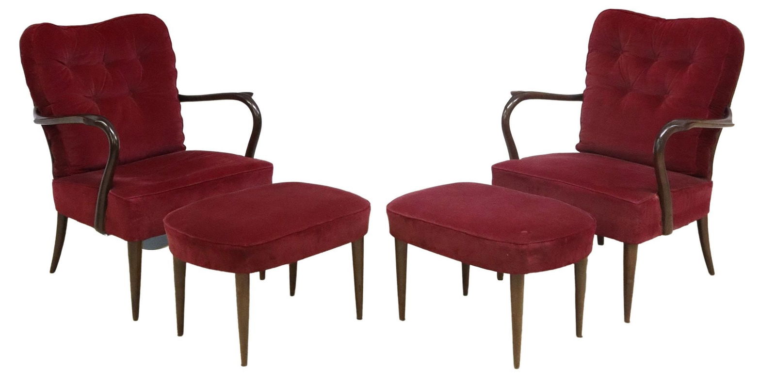 (4) VITTORIO DASSI (ATTRIB.) MID-CENTURY MODERN ARMCHAIRS & STOOLS (1 of 6)