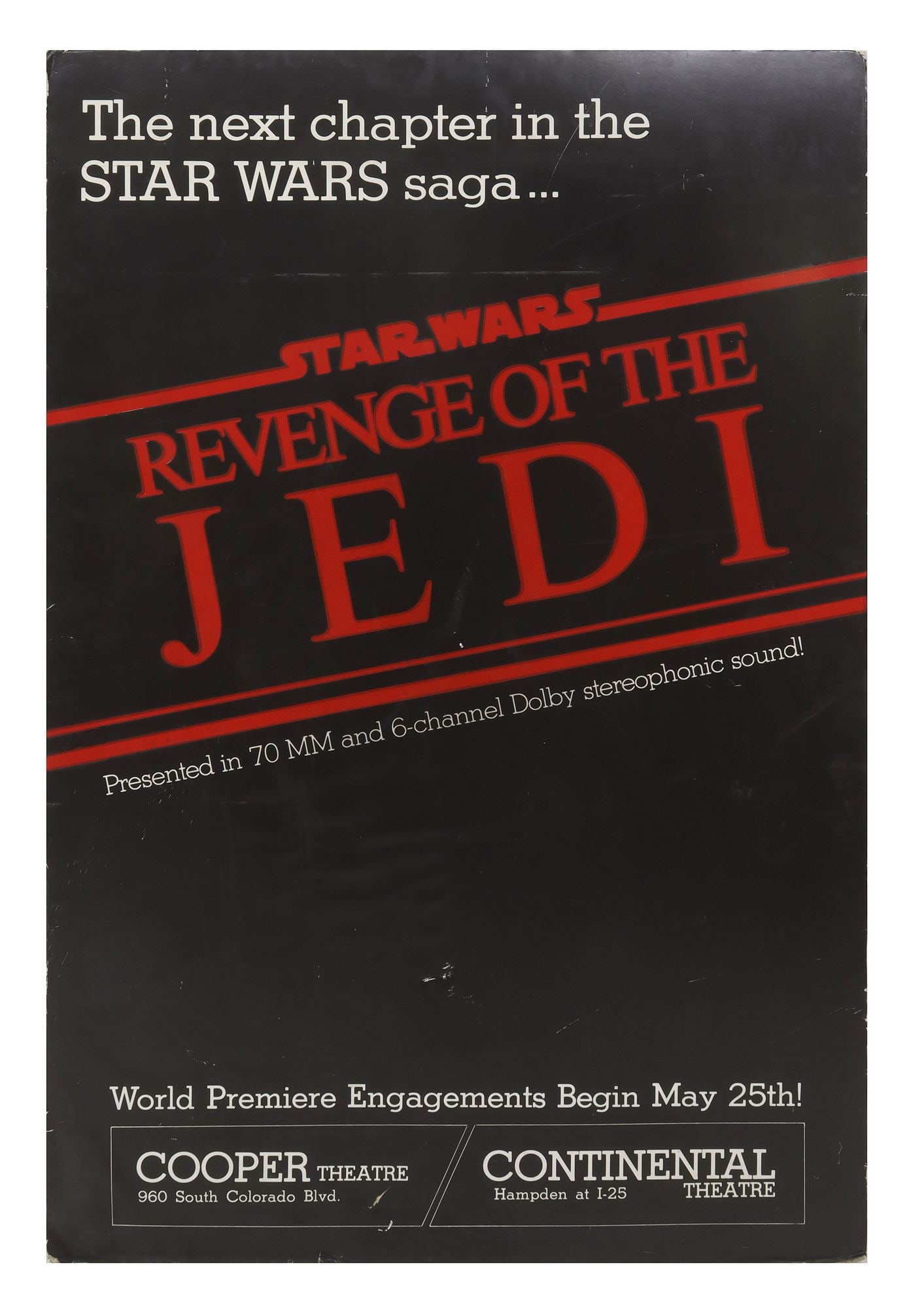 RARE STAR WARS, "REVENGE OF THE JEDI",POSTER 60"H (1 of 9)