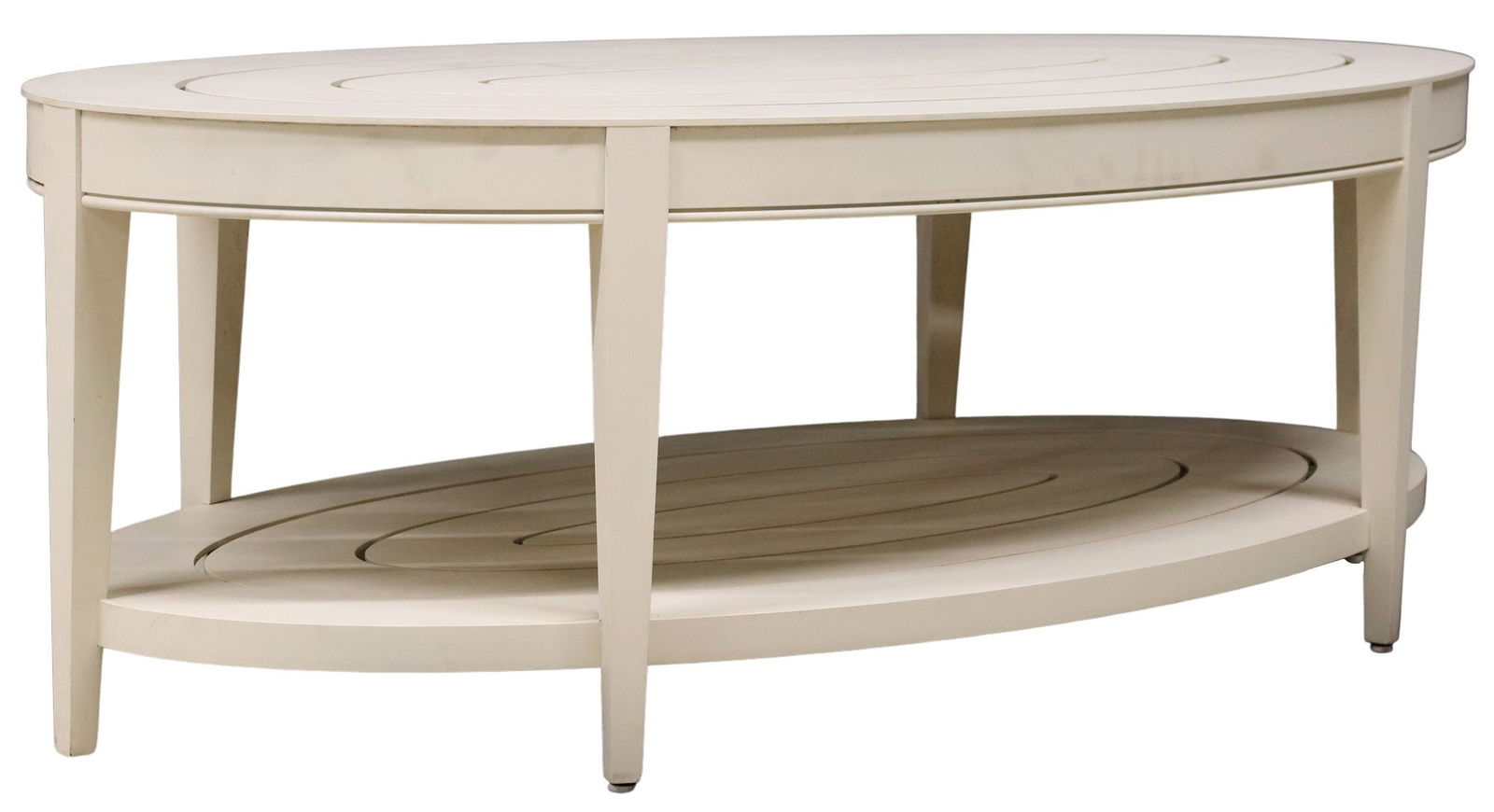 MCKINNON & HARRIS 'WYATT' OUTDOOR TWO-TIER OVAL COFFEE TABLE (1 of 4)