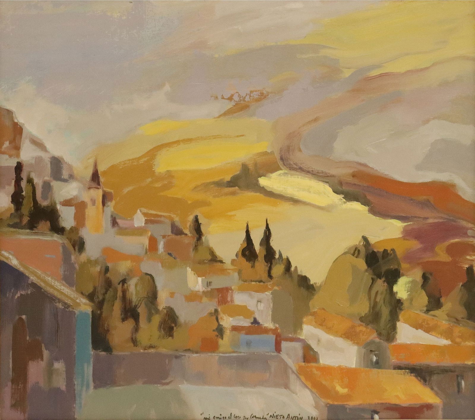 TEODORO NIETO ANTON (B.1944) VILLAGE LANDSCAPE PAINTING (1 of 4)