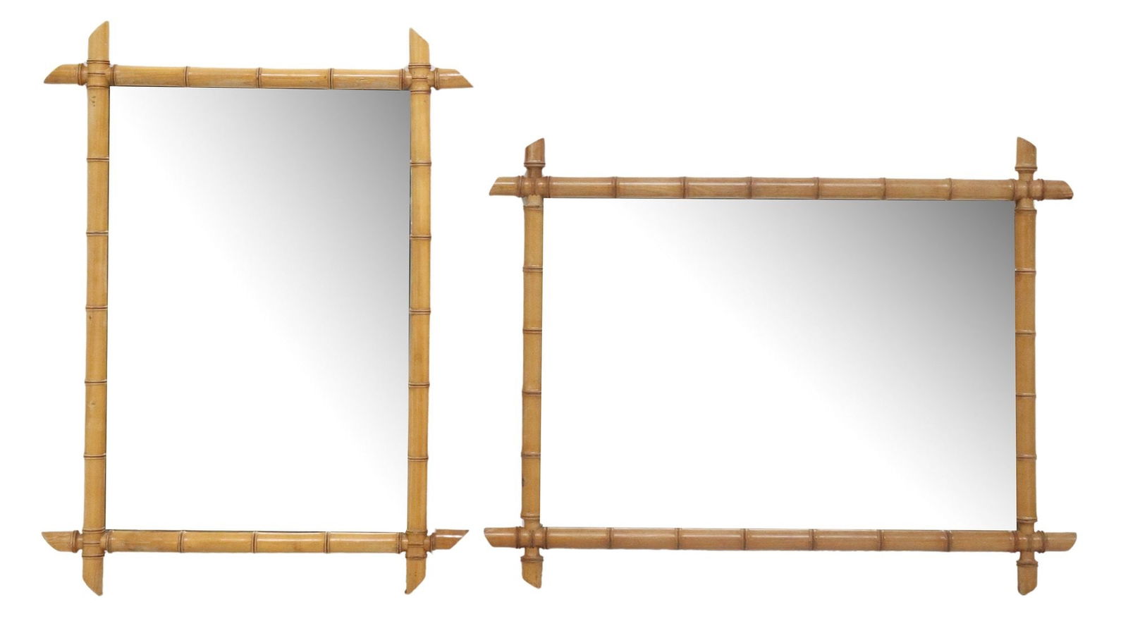 (2) FRENCH TURNED MAPLE FAUX BAMBOO MIRRORS (1 of 3)