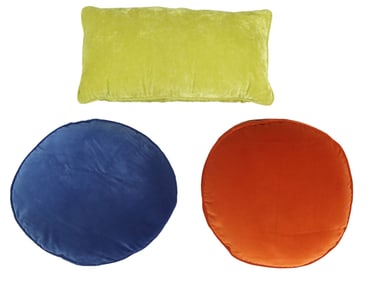 (3) CUSTOM DOWN-FILLED SOLID COLORED VELVET THROW PILLOWS