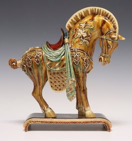 LARGE LIMITED JAY STRONGWATER 'DYNASTY HORSE' ENAMEL & SWAROVSKI CRYSTAL