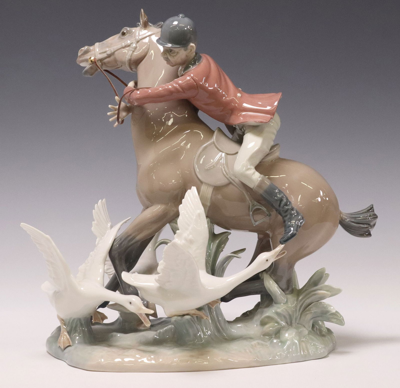 LLADRO PORCELAIN EQUESTRIAN FIGURAL GROUP, 'THE RACE' #1249 (1 of 6)