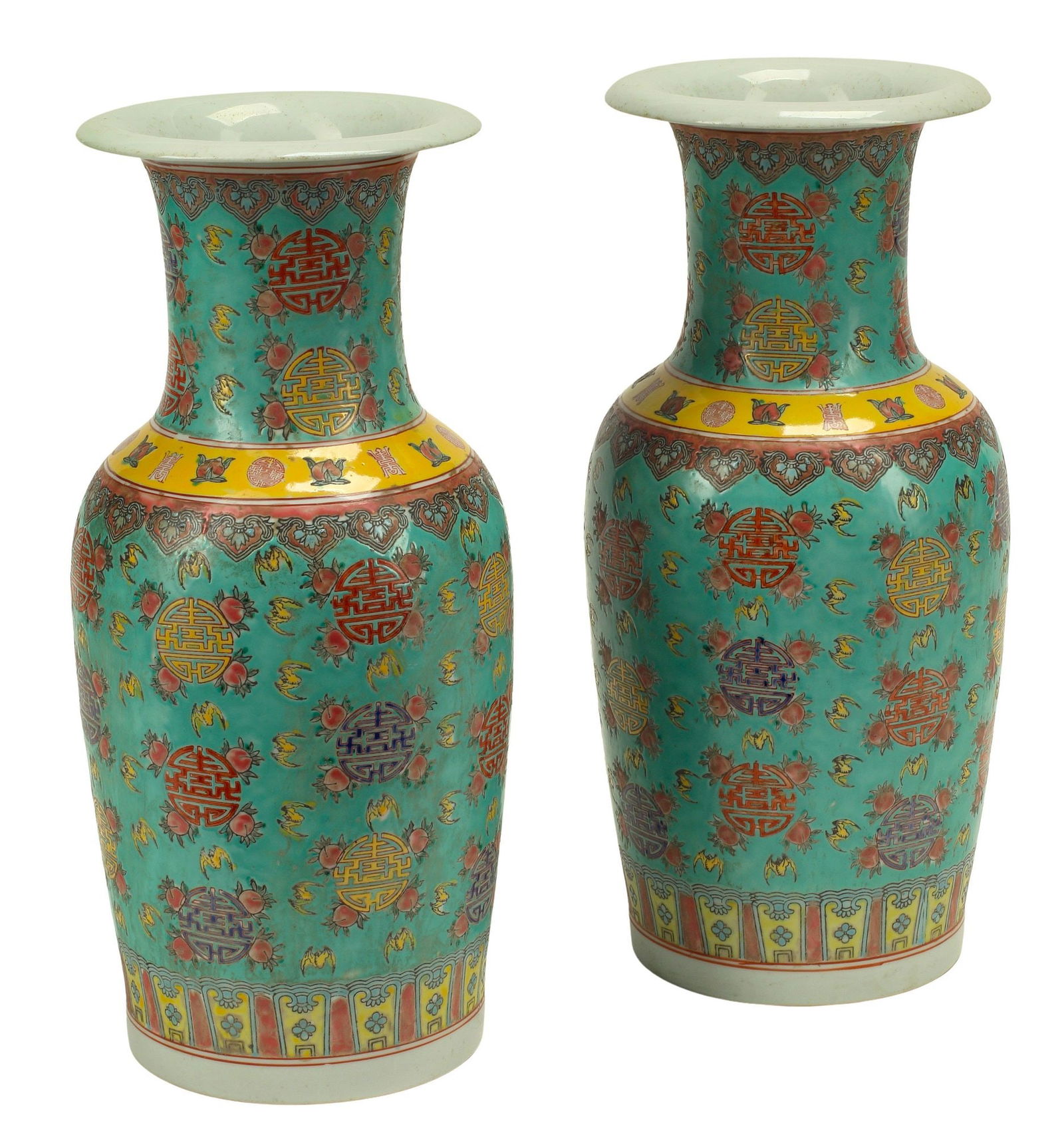 (2) CHINESE FAMILLE ROSE PORCELAIN VASES (1 of 5)