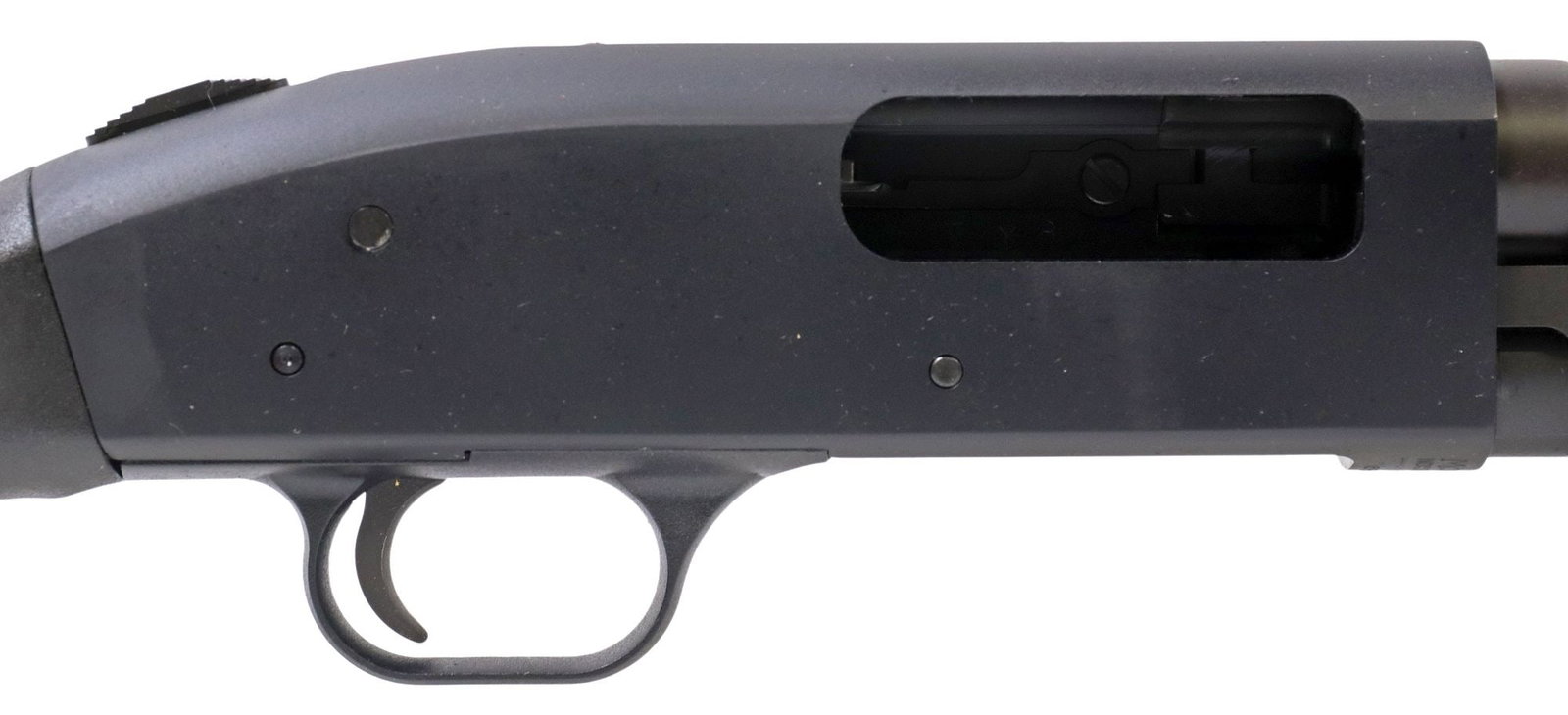 MOSSBERG M590 SHOCKWAVE SHOTGUN, 12GA, NEW IN BOX: Mossberg Model 590 Shockwave Shotgun, slide action, 12 gauge, bead front sight, 14" barrel, tubular magazine, birds head grip, two sling posts, black matte finish, overall length 2