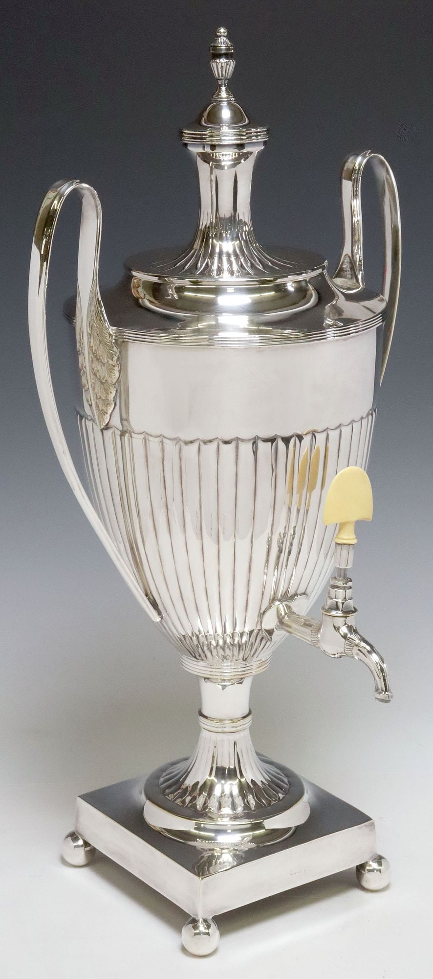 LARGE ENGLISH GEORGE III STYLE SILVERPLATE TEA URN (1 of 8)