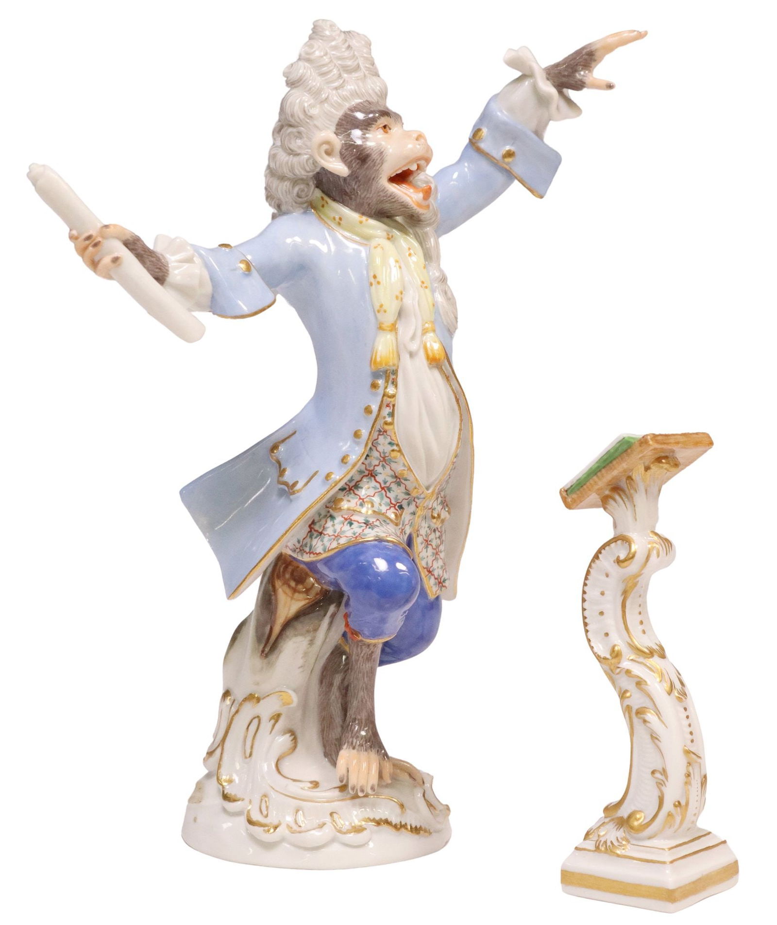 (2) MEISSEN PORCELAIN KANDLER MONKEY ORCHESTRA CONDUCTOR & MUSIC STAND (1 of 4)