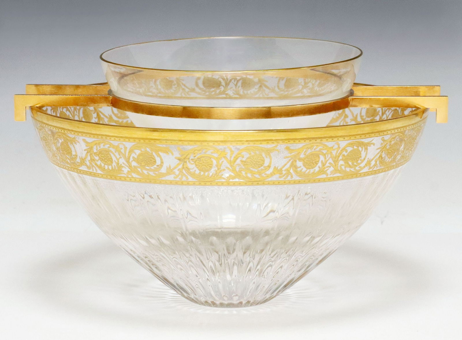FRENCH SAINT LOUIS 'THISTLE GOLD' CUT CRYSTAL CAVIAR SET (1 of 4)