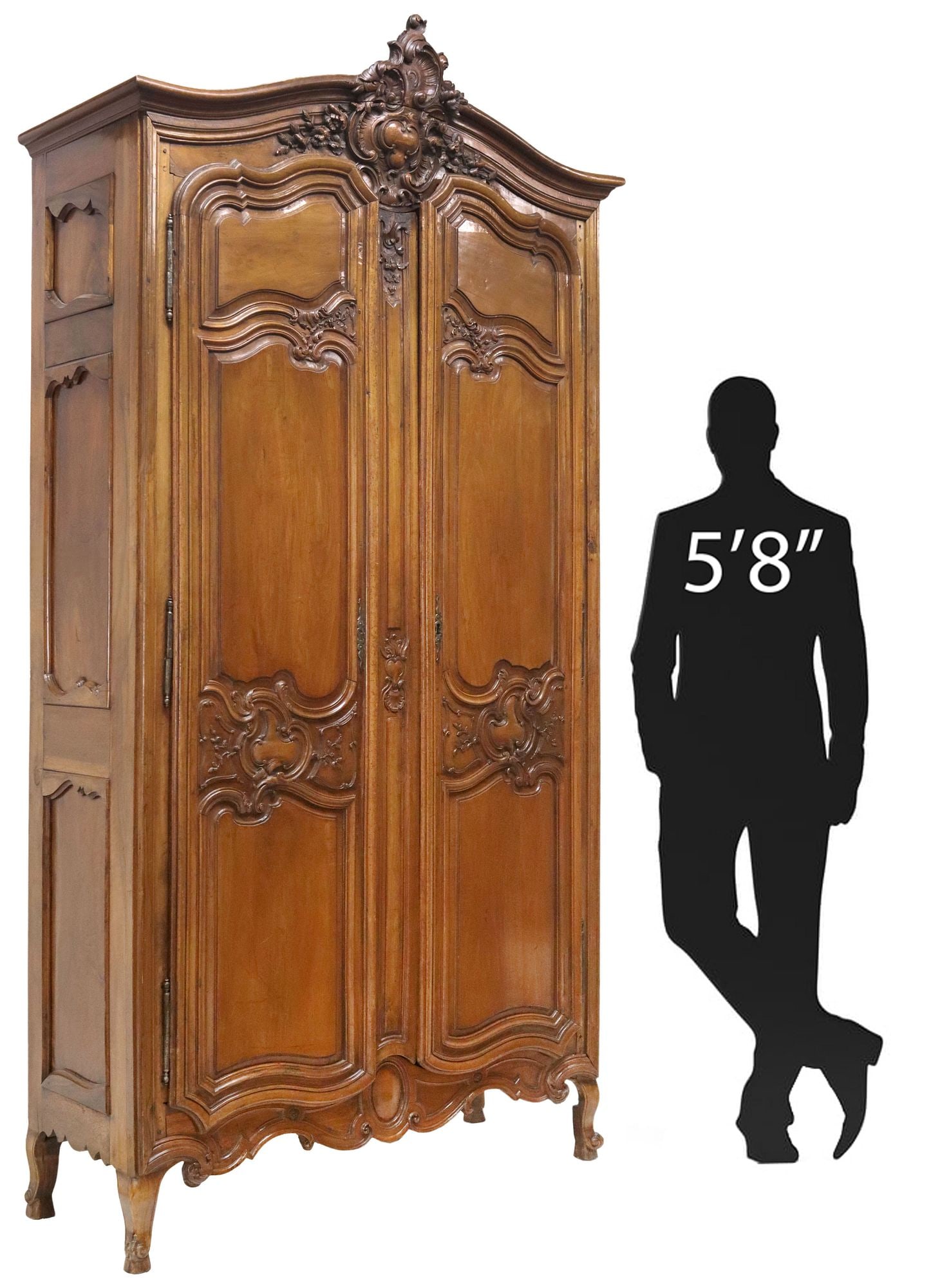 MONUMENTAL FRENCH PROVINCIAL WALNUT ARMOIRE, 114.5"H (1 of 5)