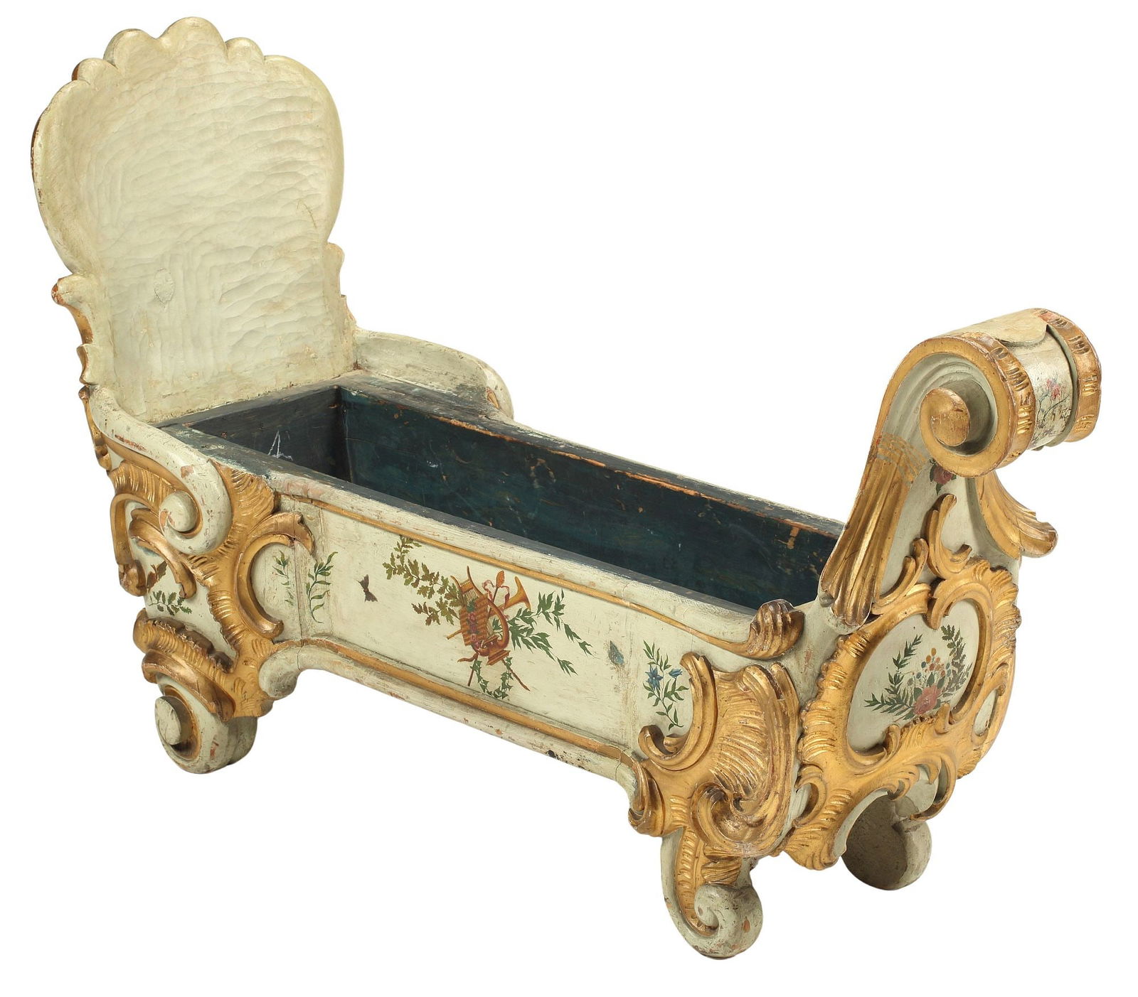VENETIAN PARCEL GILT & PAINTED CRADLE-FORM JARDINIERE (1 of 5)