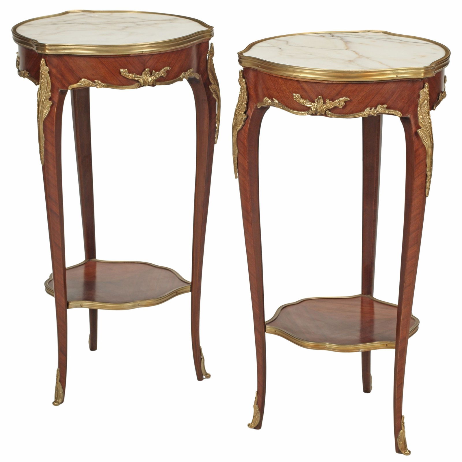 (2) LOUIS XV STYLE MARBLE-TOP ORMOLU-MOUNTED GUERIDONS (1 of 4)