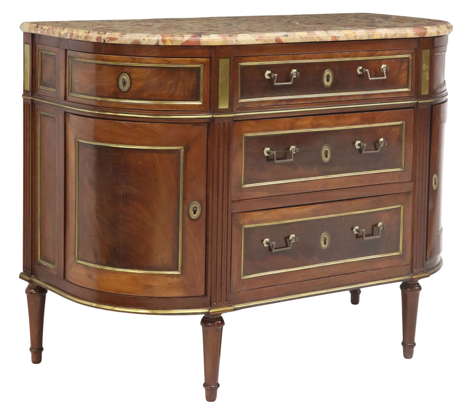 FRENCH LOUIS XVI STYLE MARBLE-TOP DEMILUNE SERVER (1 of 6)