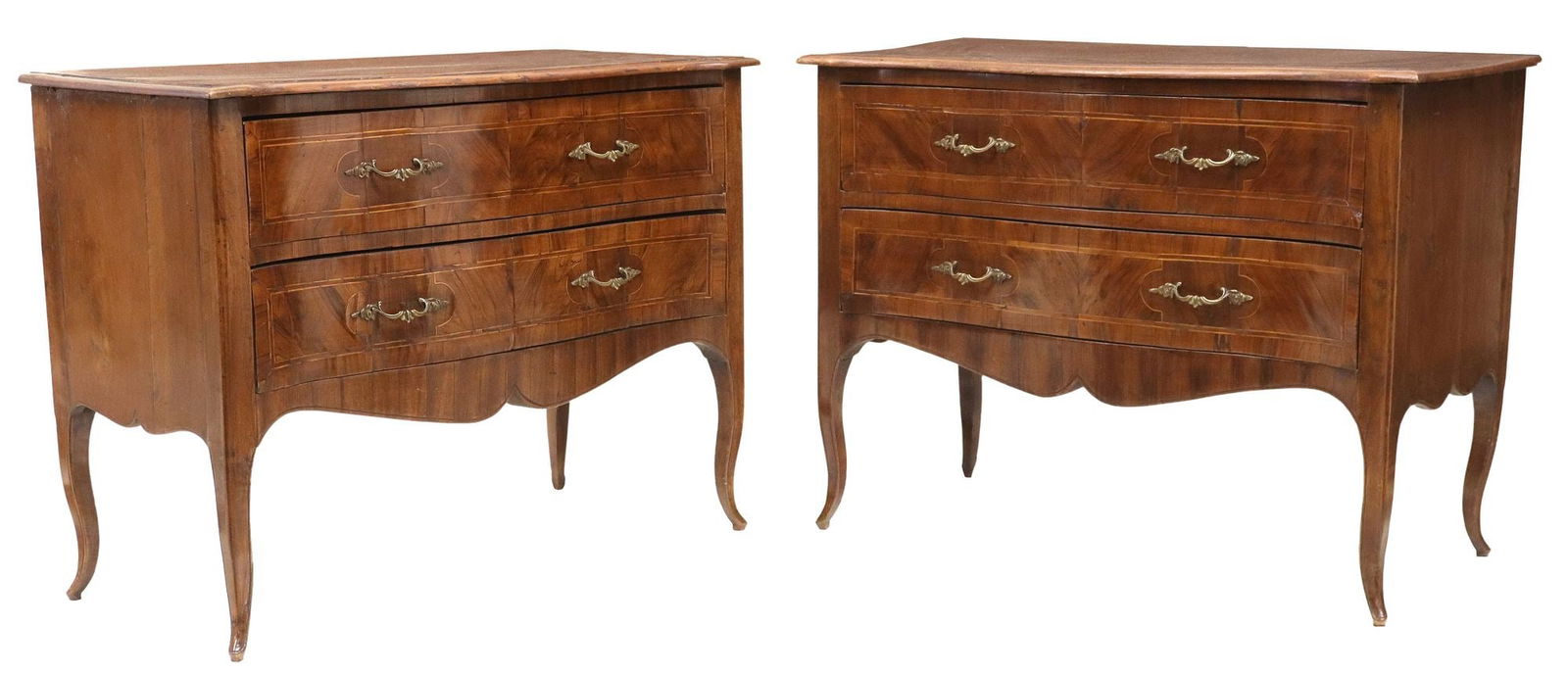 (2) CONTINENTAL BANDED WALNUT SERPENTINE COMMODES (1 of 5)