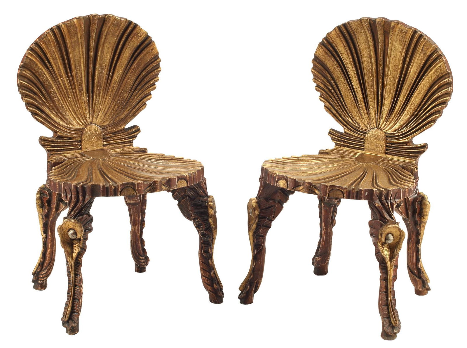 (2) GROTTO STYLE GILT SHELL-FORM SIDE CHAIRS (1 of 4)