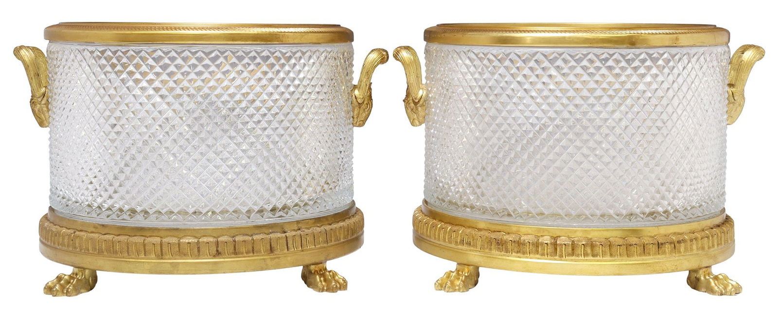 (2) BACCARAT STYLE ORMOLU-MOUNTED CUT CRYSTAL PLANTERS (1 of 6)