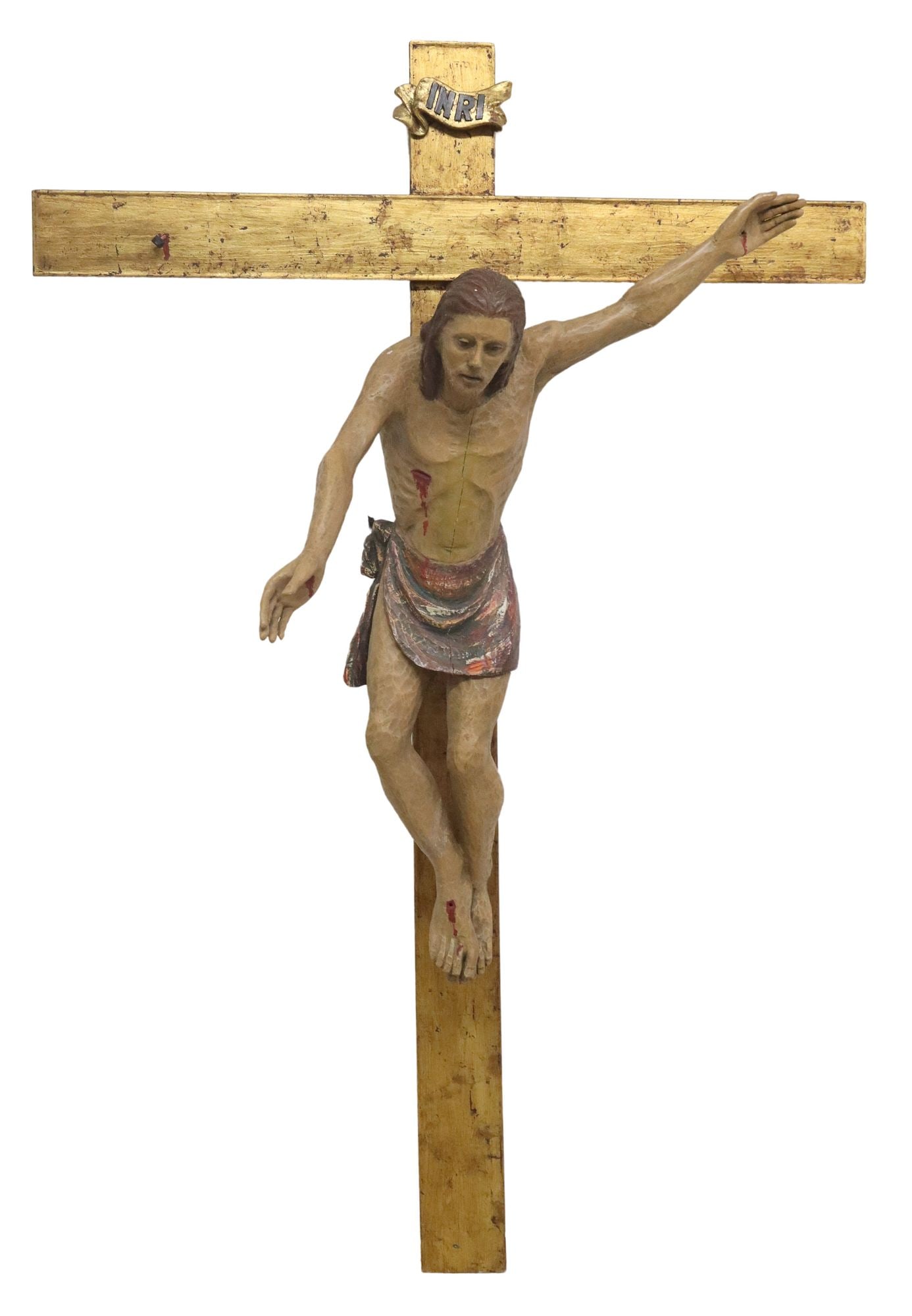 CAMILLO LAZZARI (20TH C.) CARVED WOOD SCULPTURE, THE CRUCIFIXION (1 of 6)