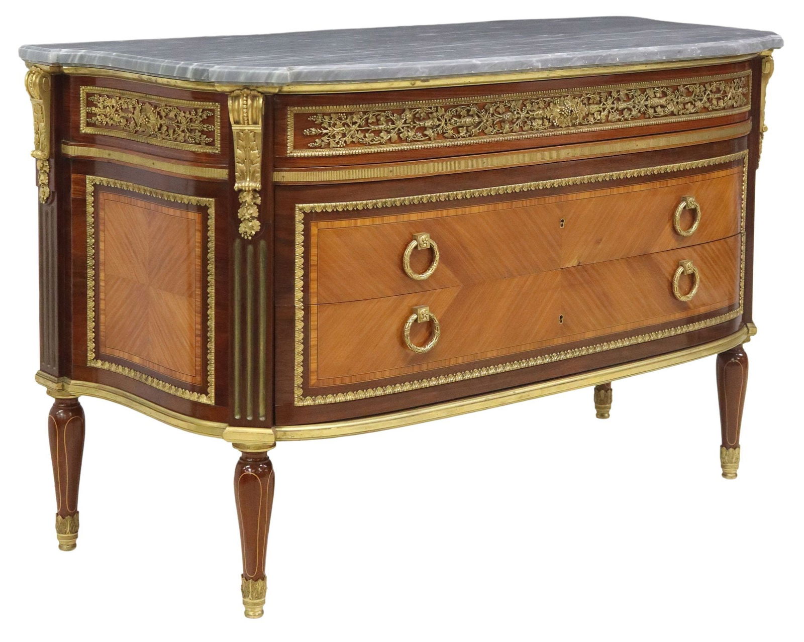 AFTER JEAN-FRANCOIS LELEU LOUIS XVI STYLE ORMOLU & MAHOGANY COMMODE (1 of 5)