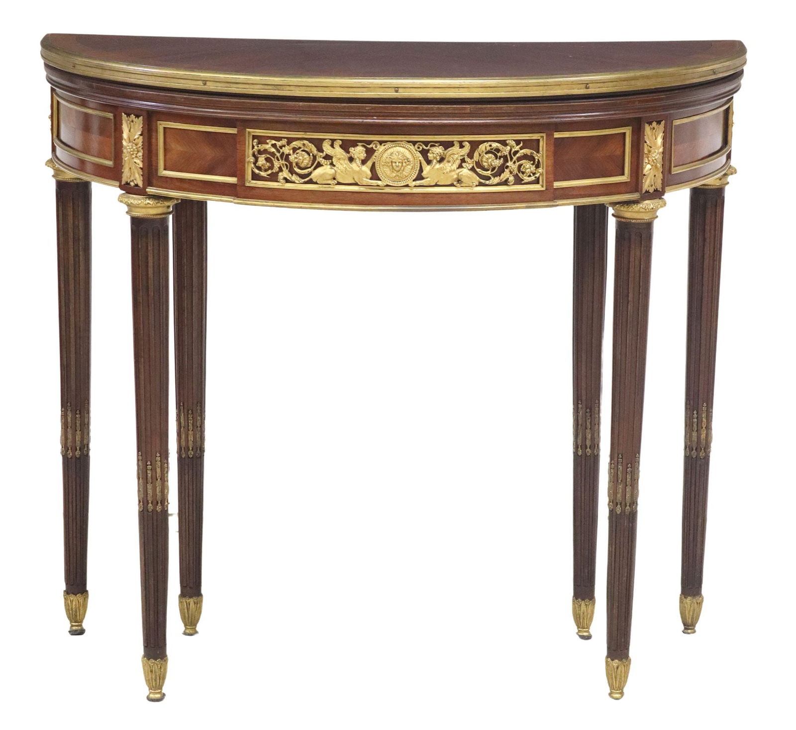FRENCH LOUIS XVI STYLE ORMOLU & MAHOGANY CARD TABLE (1 of 6)