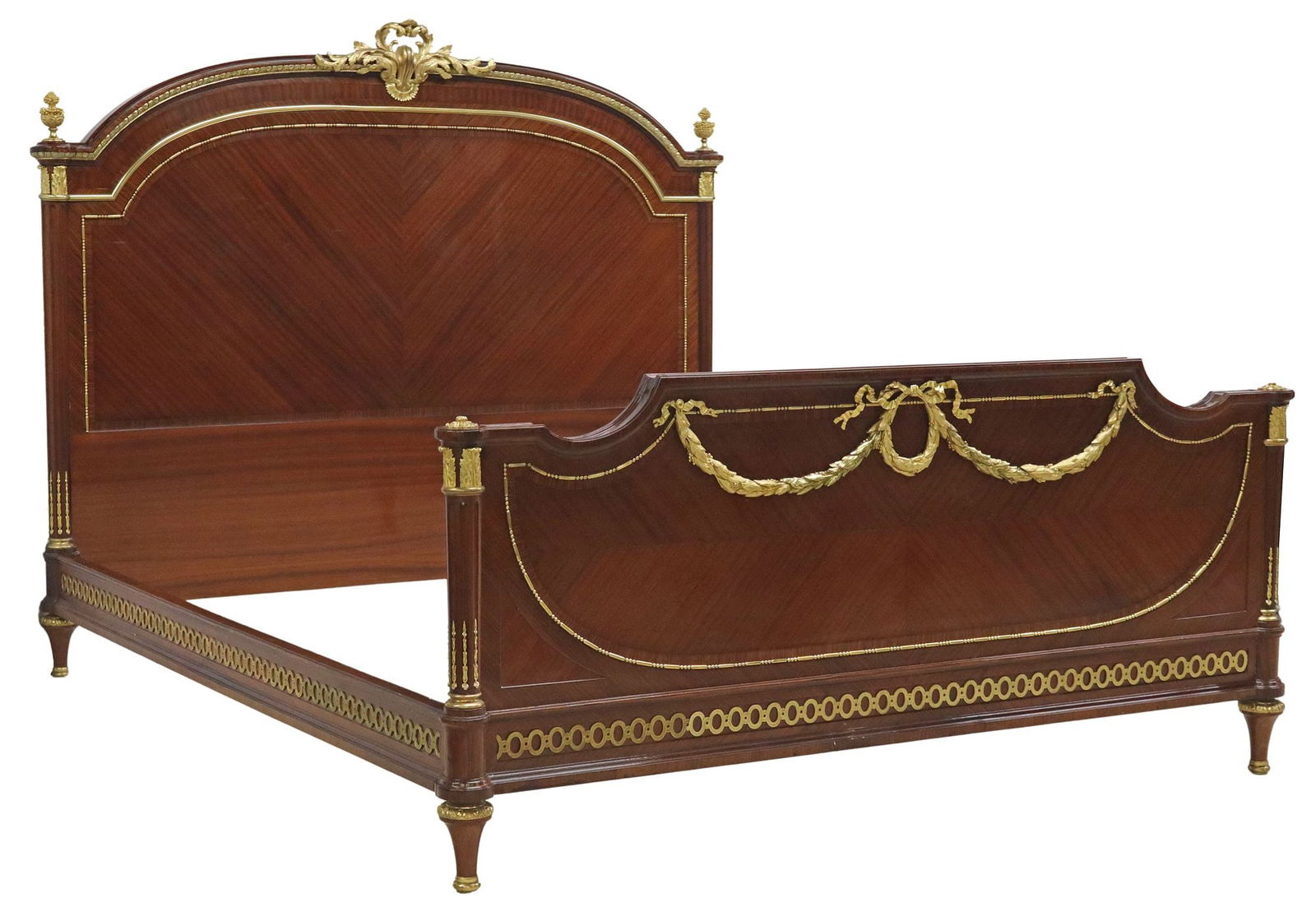 FINE FRENCH LOUIS XVI STYLE ORMOLU-MOUNTED MAHOGANY BED (1 of 4)