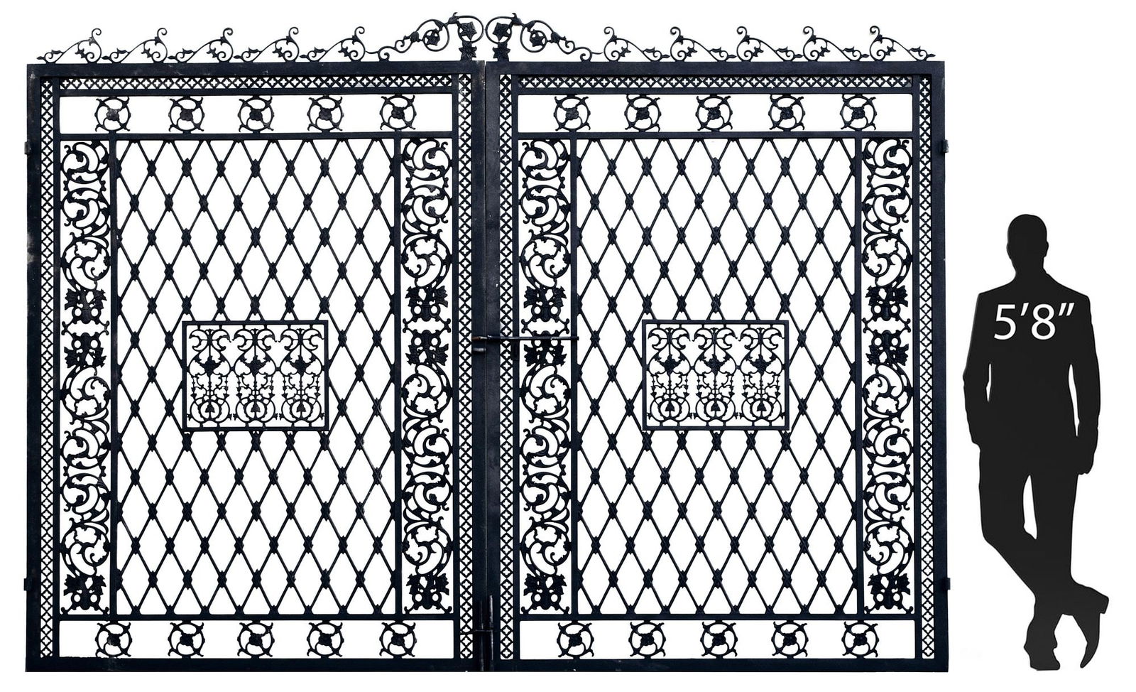 (PR) MONUMENTAL ARCHITECTURAL CAST IRON ESTATE GATES, 114.5"H (1 of 5)