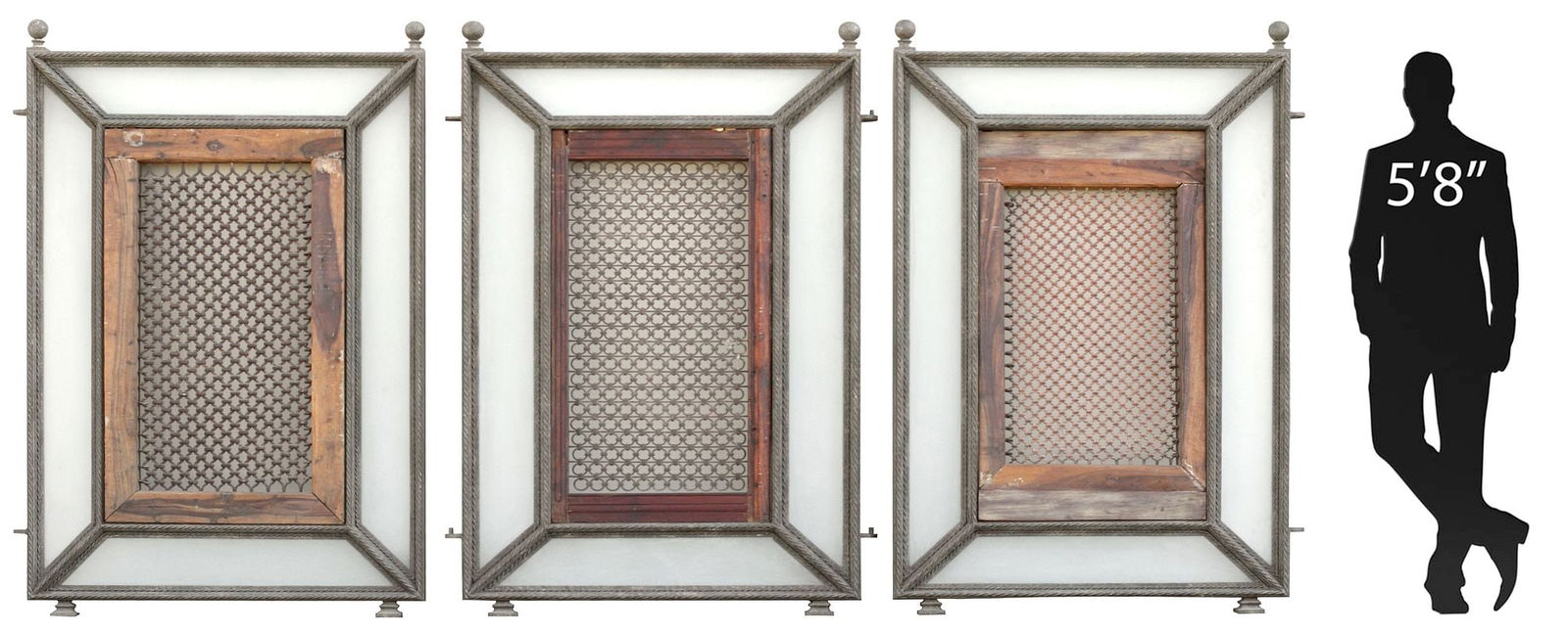 (3) LARGE WROUGHT IRON & GLASS ARCHITECTURAL WINDOWS, 76" X 44" (1 of 6)