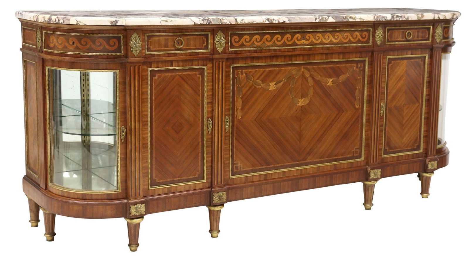 FRENCH MAISON KRIEGER LOUIS XVI STYLE MARBLE-TOP INLAID SIDEBOARD (1 of 6)