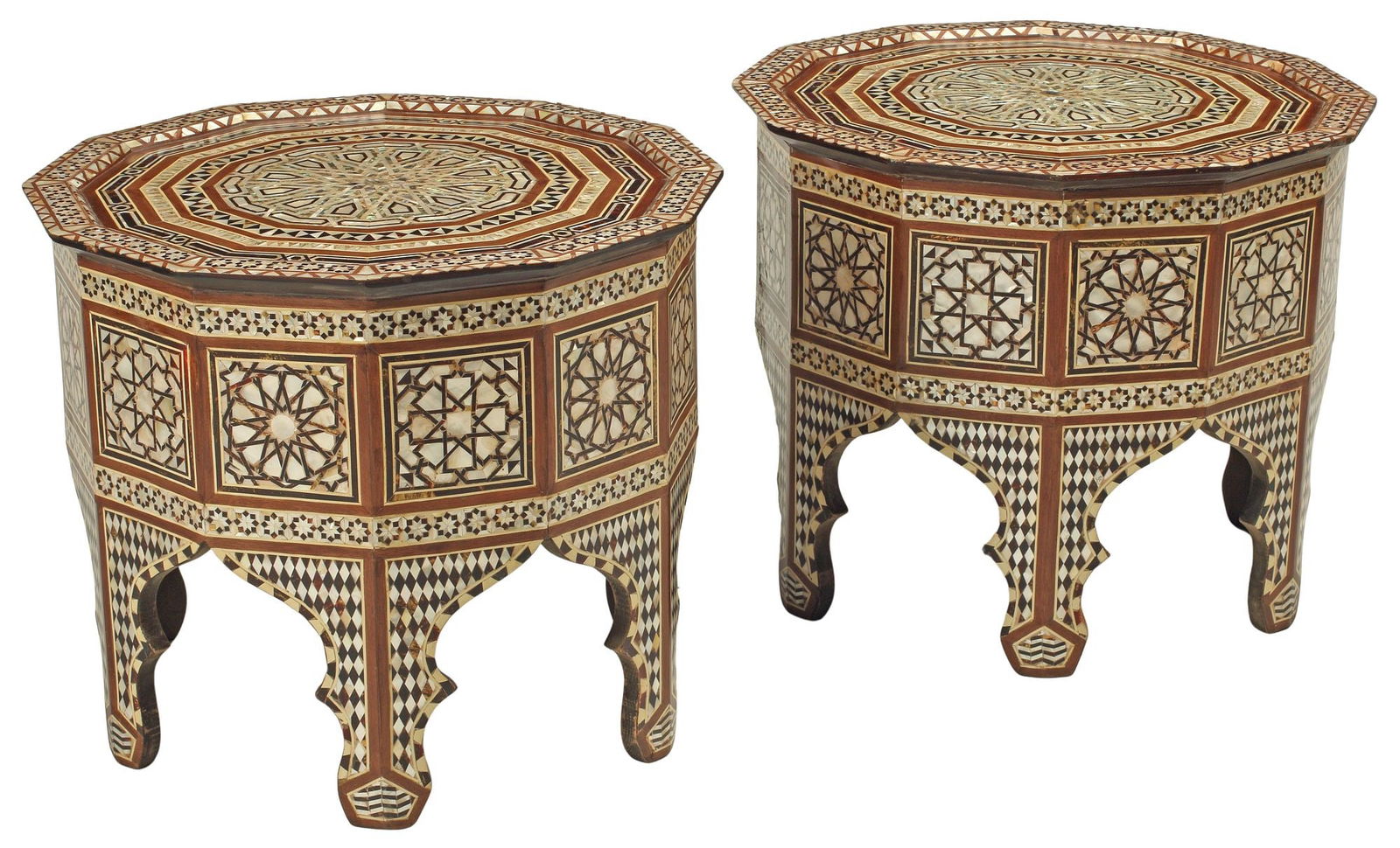 (2) MOORISH STYLE INLAID DODECAGONAL SIDE TABLES (1 of 3)