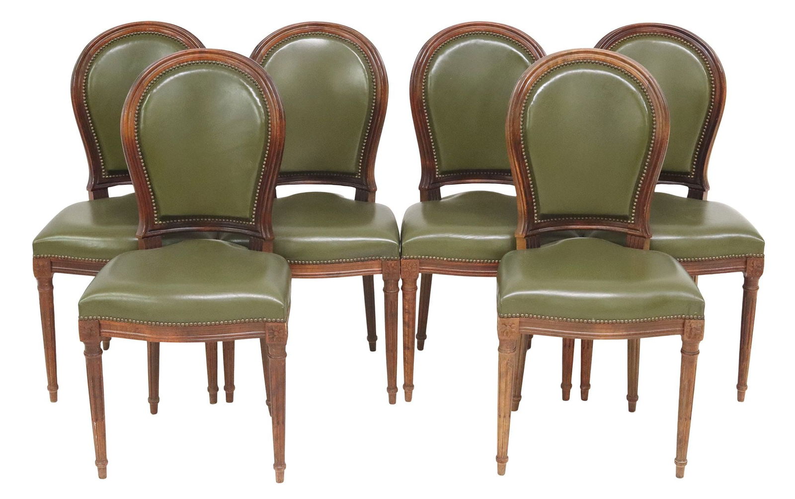 (6) LOUIS XVI STYLE GREEN UPHOLSTERED DINING CHAIRS (1 of 3)