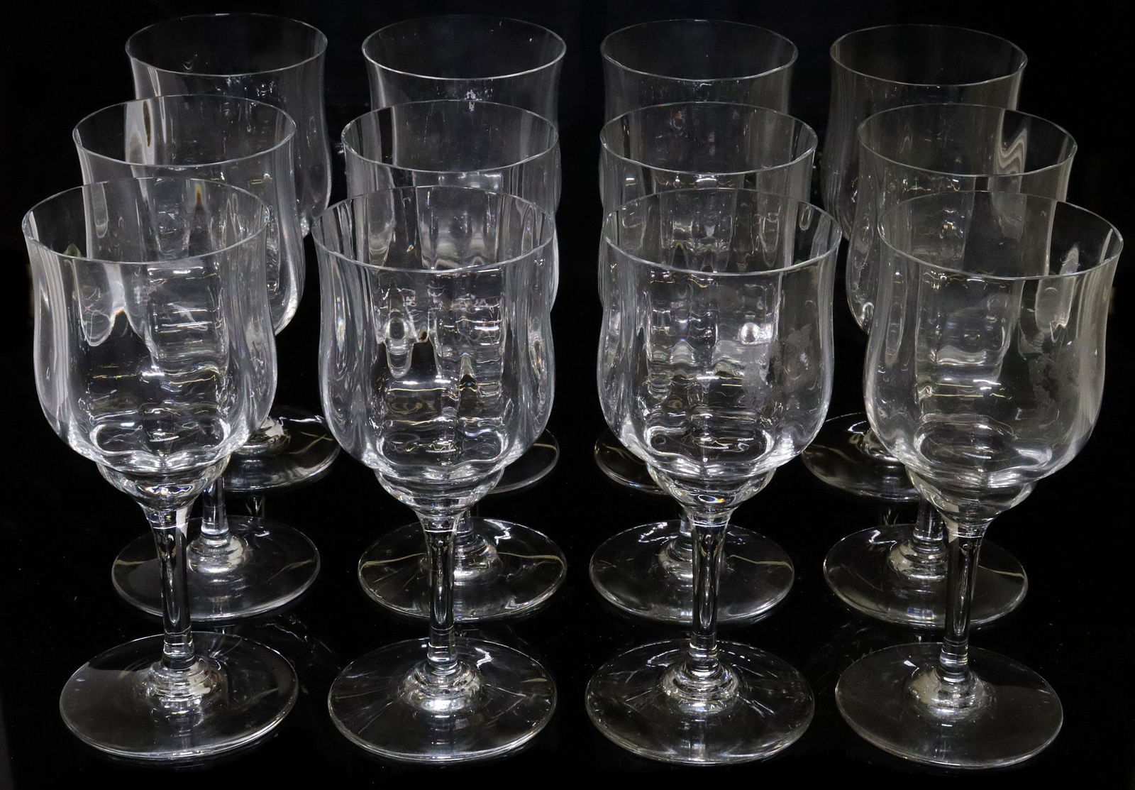 (12) FRENCH BACCARAT CAPRI OPTIC CRYSTAL WATER GOBLETS (1 of 3)