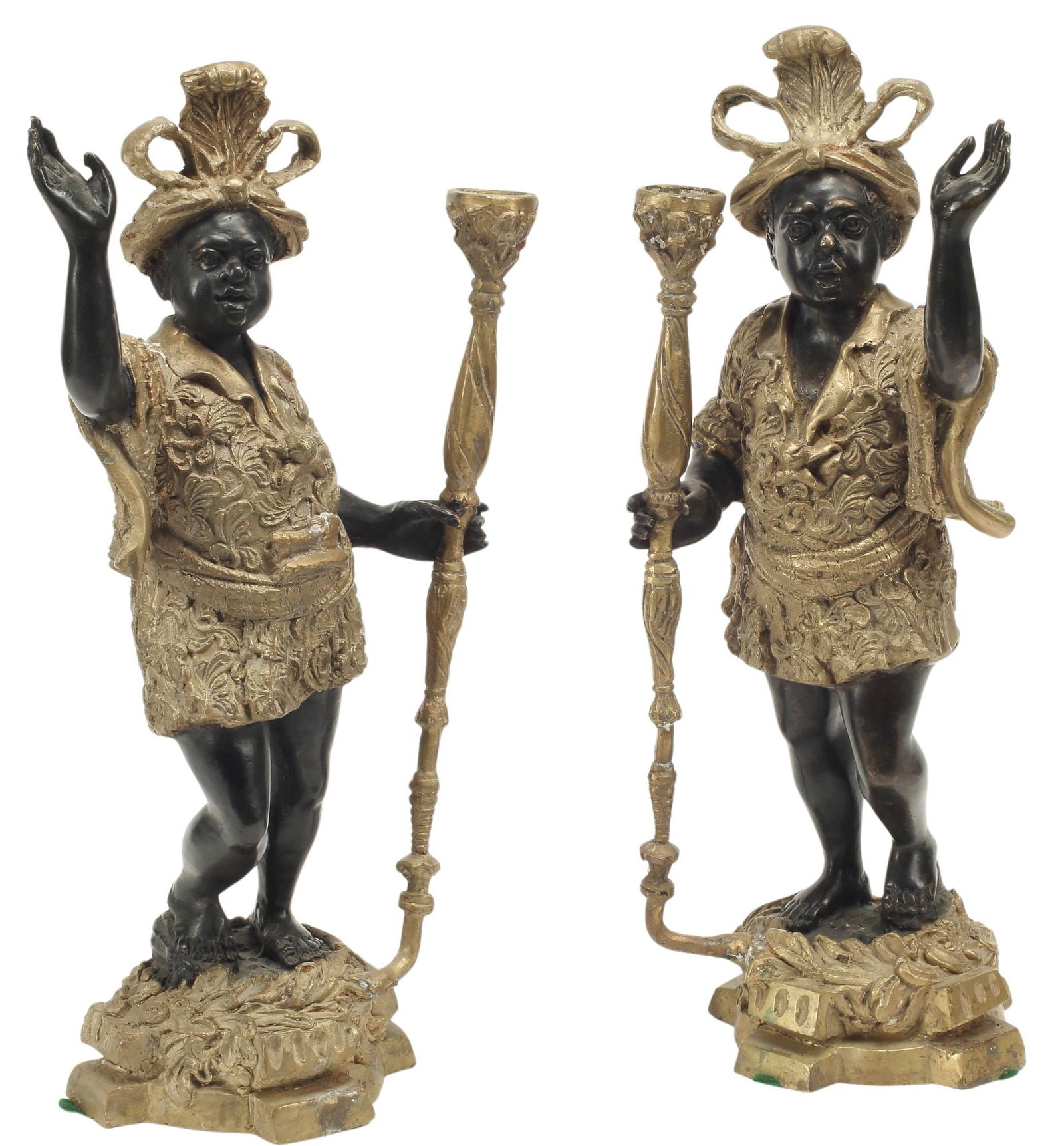 (2) PARCEL GILT PATINATED BRONZE FIGURAL CANDLE HOLDERS (1 of 6)