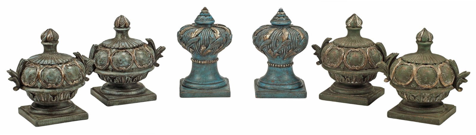 (6) LARGE PARCEL GILT & PAINTED CARVED WOOD FINIALS (1 of 5)