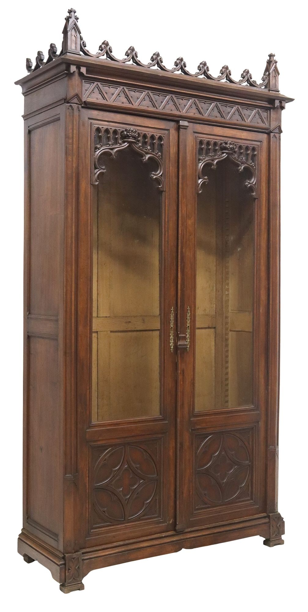 GOTHIC REVIVAL CARVED BOOKCASE/ VITRINE DISPLAY CABINET (1 of 4)
