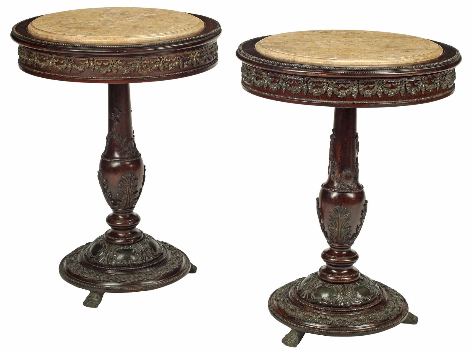 (2) REGENCE STYLE BRONZE-MOUNTED MARBLE-TOP (1 of 3)