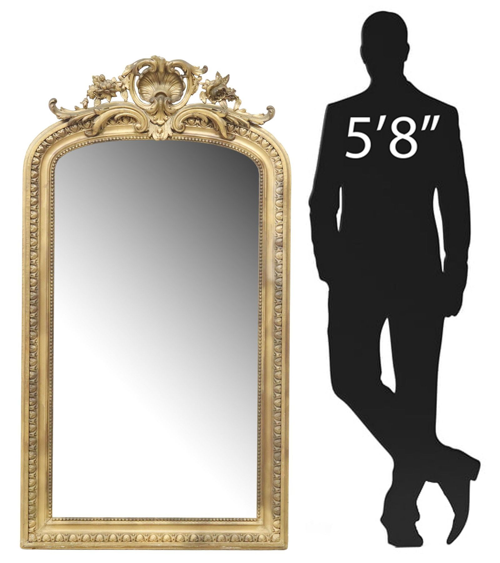 FRENCH LOUIS XV STYLE GILT PAINTED WALL MIRROR, 59.25" X 32.5" (1 of 4)