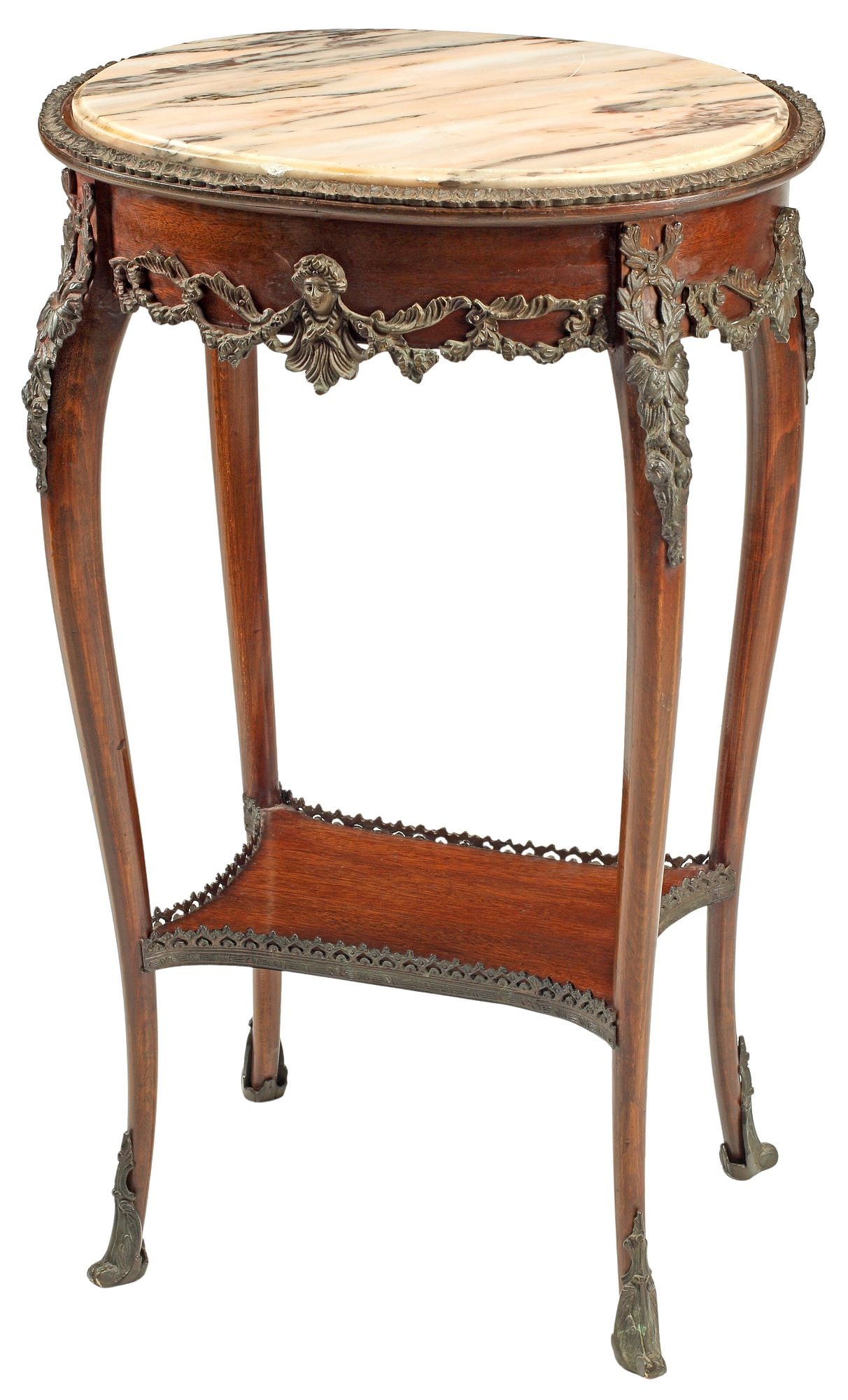LOUIS XV STYLE MARBLE-TOP BRONZE-MOUNTED OVAL SIDE TABLE (1 of 5)