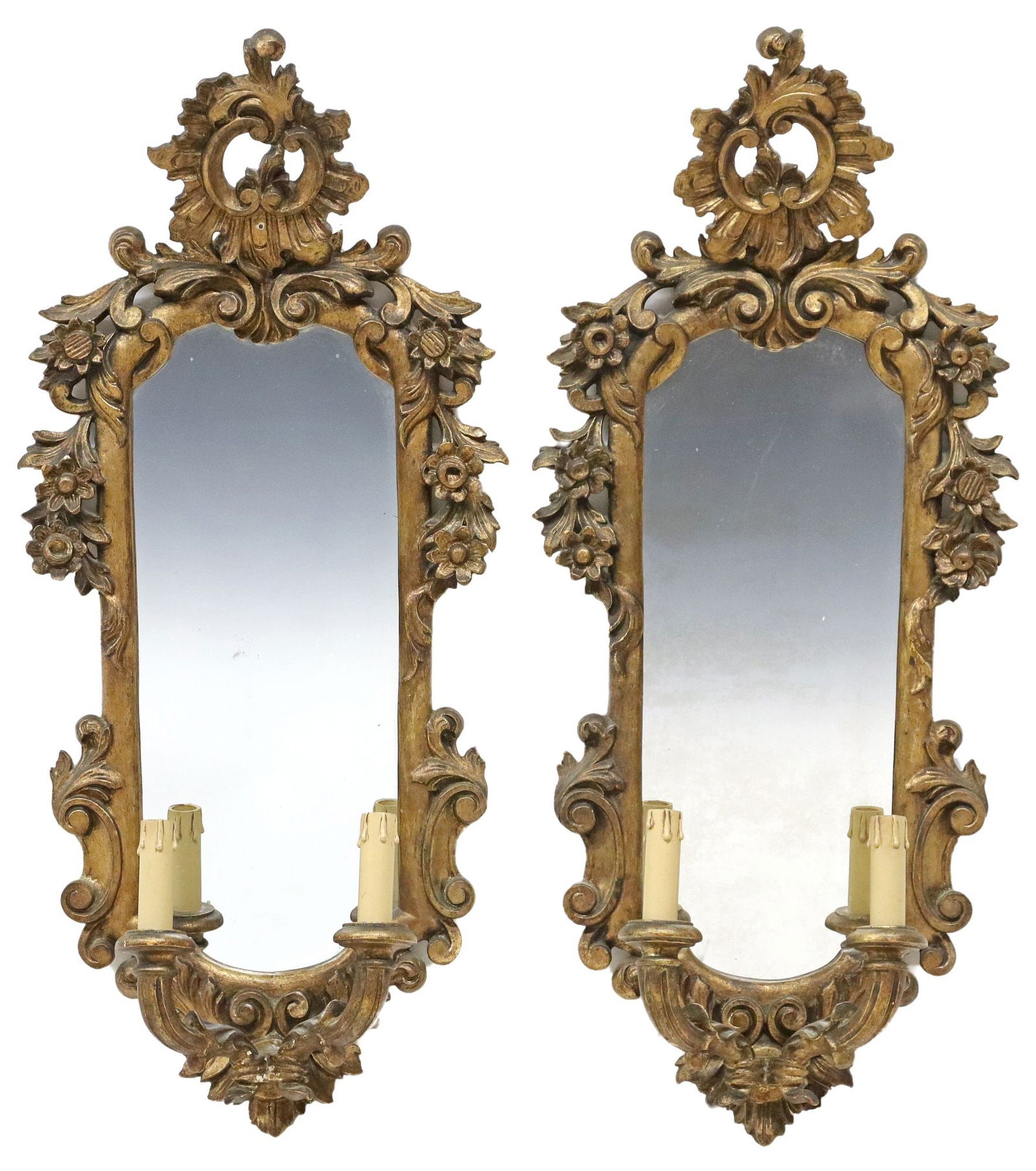 (2) LOUIS XV STYLE GILT PAINTED GIRANDOLE MIRRORS (1 of 4)