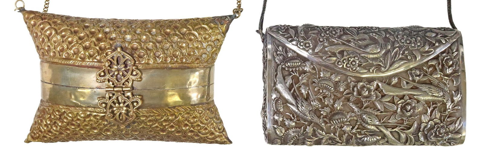 ASIAN SILVER & GOLD TONE METAL EVENING CLUTCH PURSES (1 of 5)