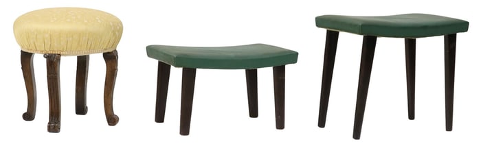 (3) MODERN UPHOLSTERED & LOUIS XV STYLE UPHOLSTERED STOOLS