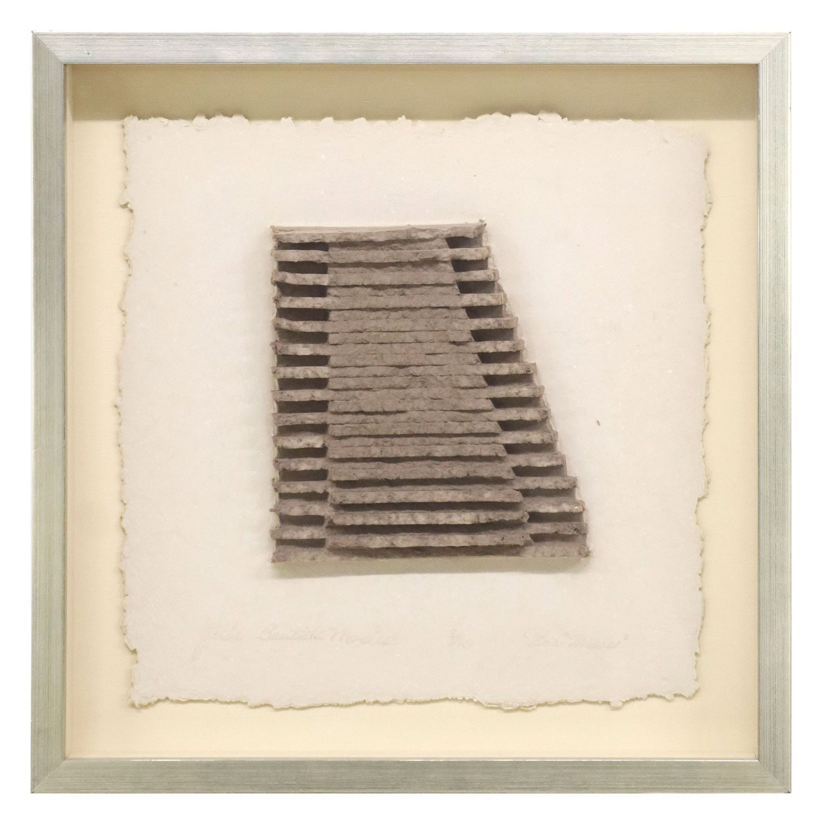 JESUS BAUTISTA MOROLES (TX, 1950-2015) PAPER RELIEF SCULPTURE, 'LAS MESAS': Framed paper relief sculpture, "Las Mesas," signed lower left Jesus Bautista Moroles (Texas, 1950-2015), numbered 1/ 10, titled lower right, sight: approx 21.5"h, 22"w, overall: ap