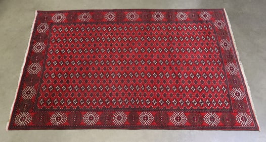 HAND-TIED AFGHAN RUG, 9'6" X 6'6"