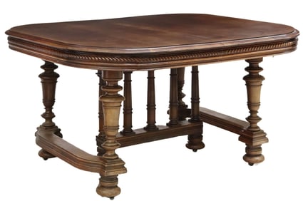 FRENCH HENRI II STYLE WALNUT EXTENSION TABLE