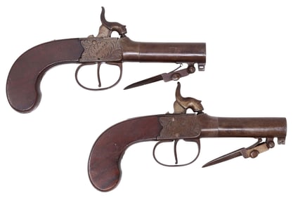 (PAIR) BRITISH KNIFE PISTOLS, WM. HOLE, BRISTOL, C. 1820