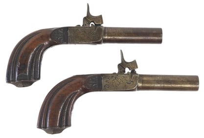 (PAIR) PERCUSSION SINGLE SHOT POCKET PISTOLS