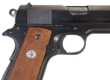 COLT COMBAT COMMANDER .45 PISTOL, SPARE MAGS, BELT