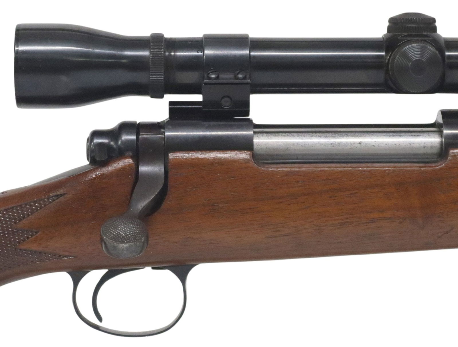 REMINGTON 700 RIFLE, .270 WIN CALIBER, SCOPE: Remington Model 700 rifle, bolt action, .270 Win caliber, 20" barrel, ramp front sight, lacks rear sight, now with mounted Weaver K6-60-Cscope, checkered pistol grip stock with cheekpiece, t