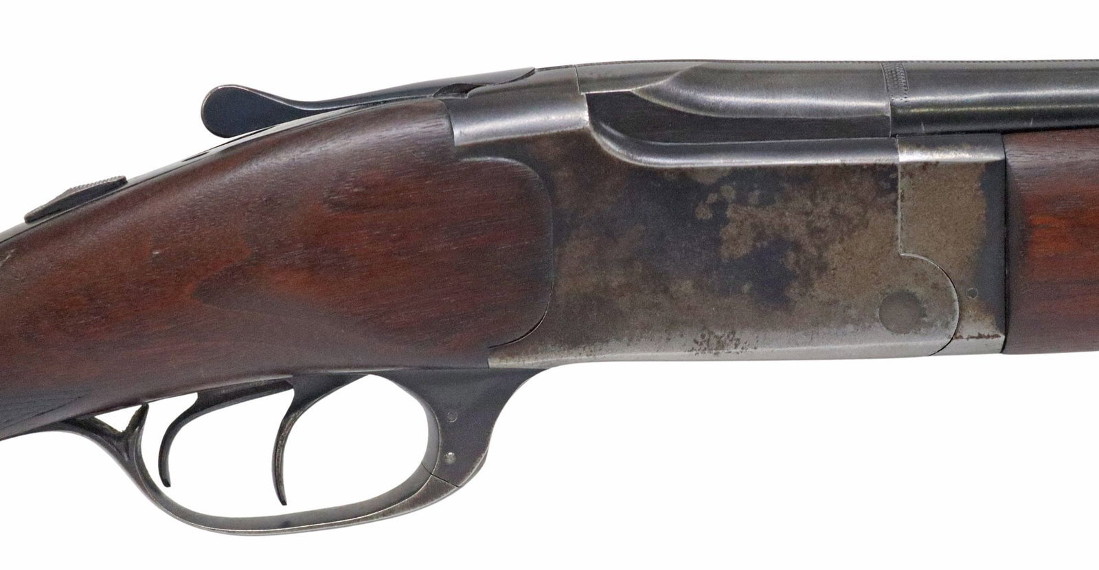 MARLIN M90 OVER/UNDER 16GA SHOTGUN: Marlin Model 90 Over/Under Shotgun, mfg. 1958, 16 gauge, 28" vented barrels, bead front sight, slide safety, double triggers, checkered walnut stock, shell ejector, Marlin stamp in circle at