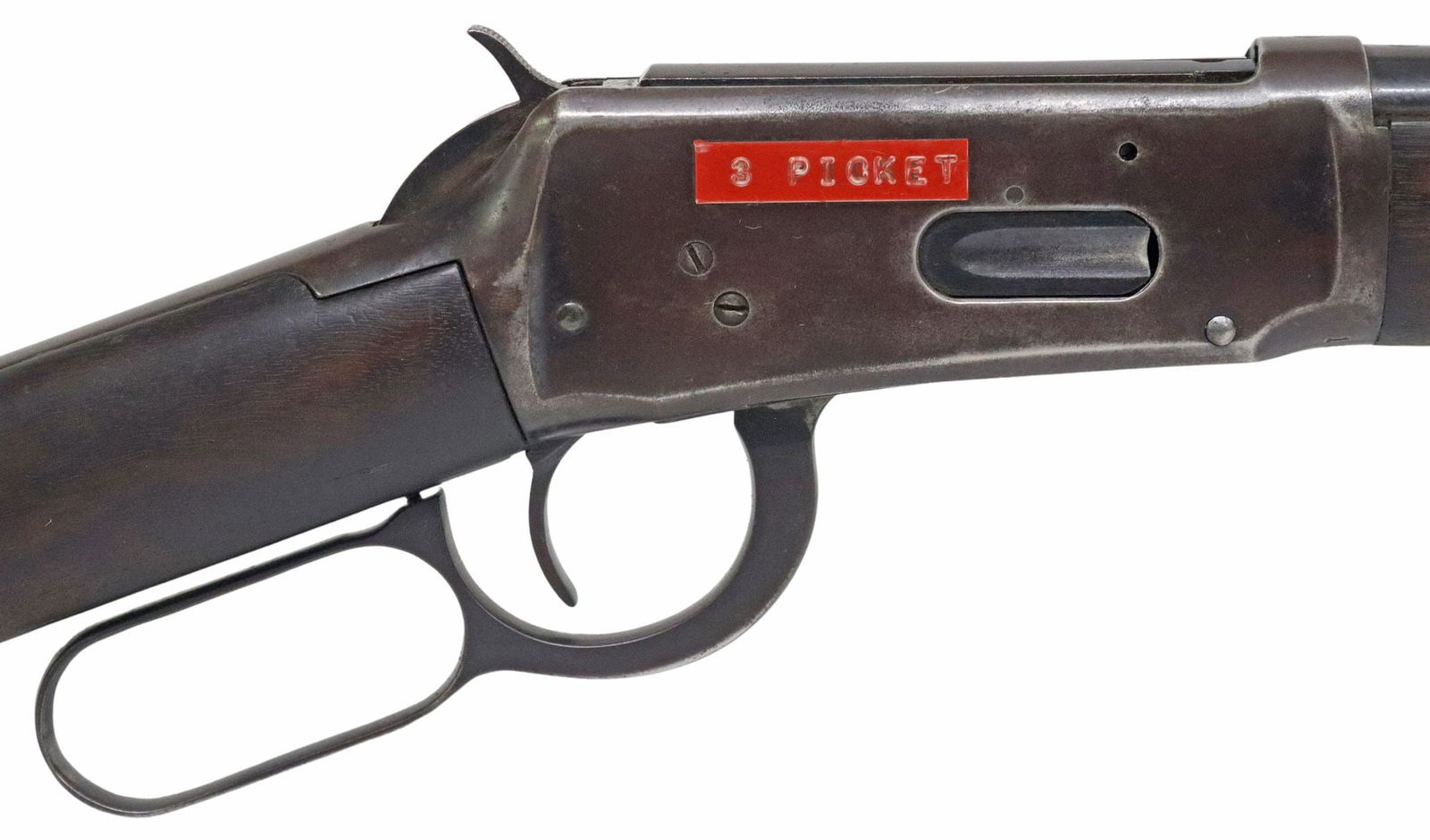 WINCHESTER 94 RIFLE, .30-30 CALIBER, TEXAS PRISON: Winchester Model 94 Rifle, mfg. 1949, lever action, .30-30 caliber, 20" barrel over the tubular magazine, ramp front sight, rear sight, walnut stock, steel butt plate, left receiver with tap