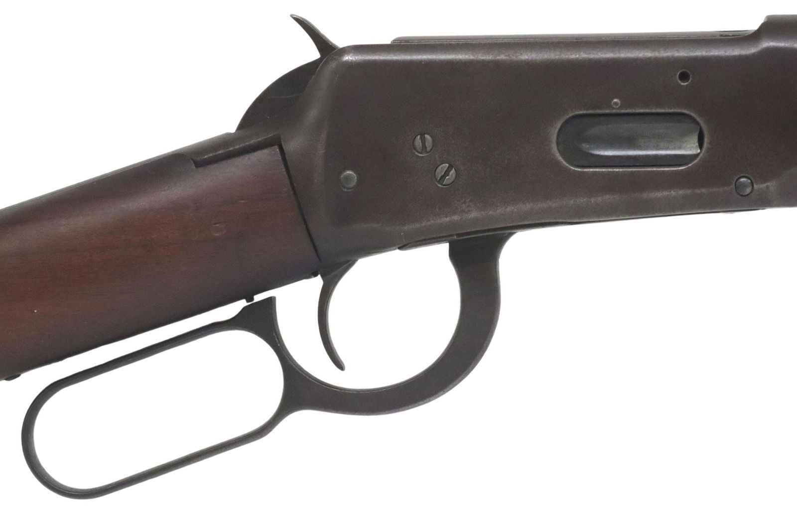 WINCHESTER 94 RIFLE, 30-30 CALIBER, TEXAS PRISON: Winchester Model 94 Rifle, mfg. 1932, lever action, .30 WCF caliber, 20" barrel over the tubular magazine, ramp front sight, rear sight, etched at left receiver "6968" w