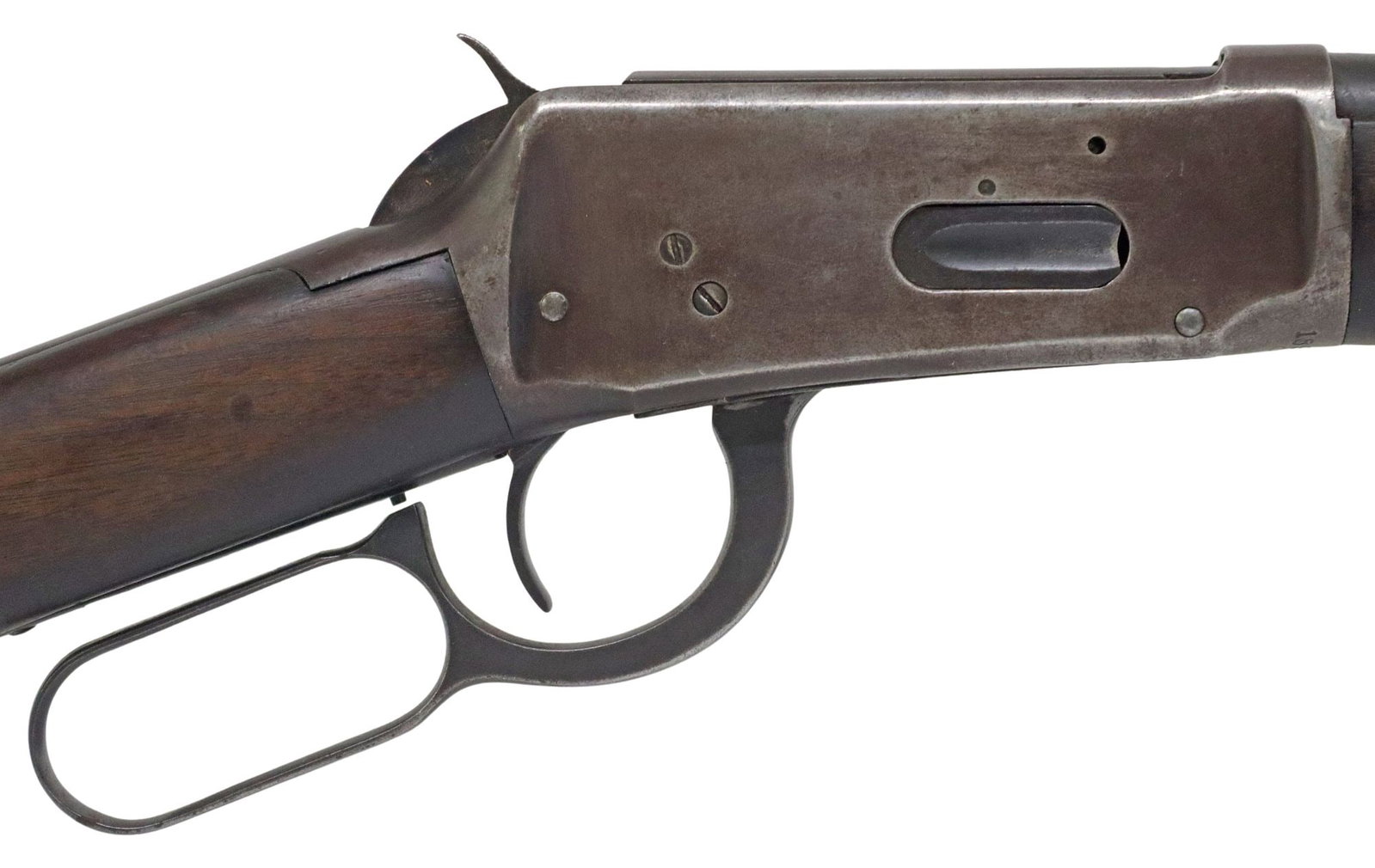 WINCHESTER 94 RIFLE, .30-30 CALIBER, TEXAS PRISON: Winchester Model 94 Rifle, mfg. 1949, lever action, .30-30 caliber, 20" barrel over the tubular magazine, ramp front sight, rear sight, walnut stock with "TL" carved initials, wood